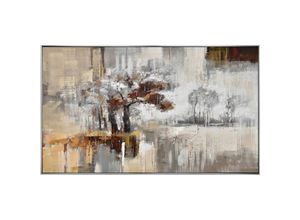 9009852953251 - Monee Ölgemälde  Braun Grau Weiß  Holz Textil  Kiefer  vollmassiv  Abstraktes Bäume  rechteckig  120x70 cm  handgemalt  Bilder und