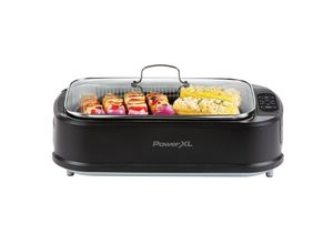 9010041047880 - PowerXL Smokeless Grill- Elektrogrill - Rauch- & geruchloses Grillvergnügen - mit Grill- & Aromafunktion - Antihaftbeschichtung - mit Thermoglasdeckel - Indoor Grill - 1500 Watt - Mail Order Edition