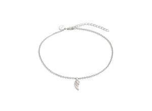 9010050039395 - Fußkette mit Anhänger Flügel XS3534 Fußkettchen Gr Silber 925 (Sterlingsilber) silberfarben (silberfarben kristallweiß kristallweiß) Strandaccessoires mit Zirkonia (synth)