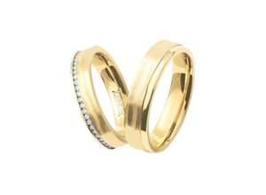 9010050080502 - Partnerring & FRIENDS X5040 X5041 Fingerringe Gr 54 mit Zirkonia Edelstahl 4 mm goldfarben (gelbgoldfarben kristallweiß) wahlweise mit oder ohne Zirkonia