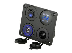 9010050177783 - Cyslmuk - 4-in-1-Ladesteckdose 12 v 42 a Dual-USB-Ladesteckdose und LED-Voltmeter – Blau