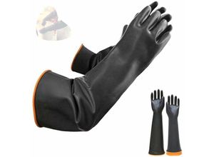 9010050189489 - Cyslmuk - 1 Paar chemikalienbeständige Latexhandschuhe lange Gummi-Schutzhandschuhe für die Industrie robuste schwarze Handschuhe