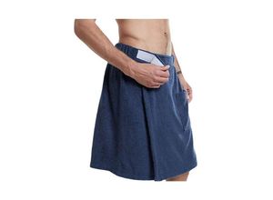 9010050191963 - Cyslmuk - 60 x 150 cm – Blau – Herren-Sauna-Pareo-Handtuch aus Sauna-Baumwolle Einheitsgröße mit Klettverschluss