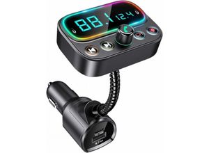 9010050193219 - Cyslmuk - Bluetooth-FM-Transmitter mit zwei Mikrofonen kabellose Freisprecheinrichtung mit 3 USB-Anschlüssen (PD18W und QC30) 9-farbiger