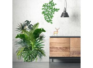 9010050201280 - Cyslmuk - Grüne Wandaufkleber diy Wandbilder tropische Pflanze Blatt Palme Wandaufkleber wasserdicht abnehmbar für Türen Schlafzimmer Wand