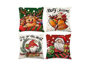 9010050202515 - Cyslmuk - Lot de 4 Housse de Coussin Noel 45x45cm Noël Décoratif Canapé en Coton et Lin Noël pour Canapé Lit Chambre Chaise Jardin-Couleur Noël