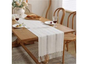 9010050202676 - 38 x 183 cm cremebeiger Tischläufer Boho-Tischläufer mit Quasten rustikaler Tischläufer im Landhausstil für Abendessen Party Urlaub Esszimmer 9010050202676 - 38 x 183 cm cremebeiger Tischläufer Boho-Tischläufer mit Quasten rustikaler Tischläufer im Landhausstil für Abendessen Party Urlaub Esszimmer