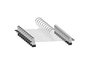 9010050203659 - 10 Stück Metall-Hosenbügel Clip-Kleiderbügel Hosenbügel Hosenständer mit verstellbaren Chrom-Clips Metallbügel Anti-Falten-Rock-Kleiderbügel