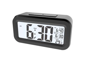 9010050205615 - 1 Stück schwarzer digitaler Wecker Morgenwecker digitale Uhr batteriebetrieben leiser Wecker für Kinder und Erwachsene großes LED-Display