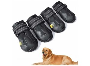 9010050210404 - Cyslmuk - 4 Stück Hundestiefel wasserdichte Hundeschuhe mit reflektierenden verstellbaren Trägern für große mittelgroße Hunde (675 x 7 cm)