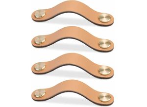 9010050211807 - Cyslmuk - 4 Stück (Beige 128 mm) Möbelknöpfe aus Leder Schranktürknöpfe Schubladenknöpfe aus Leder Vintage-Möbelknöpfe für Schränke Kommoden