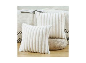 9010050213122 - Cyslmuk - 2er-Set 45 x 45 cm weiße Plüsch-Kissenbezüge aus Kunstfell weich flauschig gestreift dekorativer Kissenbezug für Sofa Schlafzimmer 9010050213122 - Cyslmuk - 2er-Set 45 x 45 cm weiße Plüsch-Kissenbezüge aus Kunstfell weich flauschig gestreift dekorativer Kissenbezug für Sofa Schlafzimmer