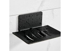 9010050214174 - 1 Stück Wand-Seifenschale ohne Bohren Dusch-Seifenschale aus Edelstahl (schwarz) Selbstklebende Seifenschale aus Edelstahl zur Aufbewahrung von