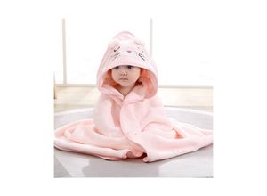 9010050222926 - Cyslmuk - Rosa Kätzchen) 80 x 80 cm großer Baby-Badeumhang mit Kapuze Baby-Badeausflug aus Baumwolle mit Tiermotiv Badetuch für Neugeborene