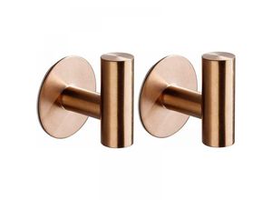 9010050224241 - Cyslmuk - 2er-Pack selbstklebende Badezimmer-Wandhaken Roségold Haken ohne Bohren selbstklebende Badetuchhaken Edelstahl