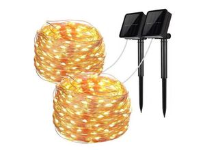 9010050234394 - Cyslmuk - Solar-Lichterkette 2 Stück 10 m 100 LEDs 8 Modi Schutzart IP65 geeignet für Weihnachtsbäume Gärten Balkone Dekorationen