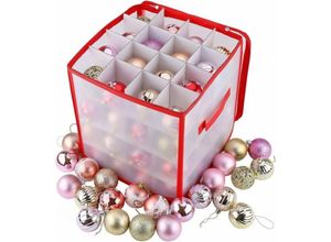 9010050237340 - Cyslmuk - Weihnachtskugel-Aufbewahrungsbox mit 4 Ablagen Weihnachts-Aufbewahrungsbox 64 Fächer Weihnachtskugel-Box 30 × 30 × 30 cm faltbar