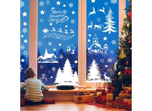 9010050237562 - Cyslmuk - 9 Stück Weihnachts-Fensteraufkleber Weihnachtsdekoration statische PVC-Weihnachtsfensteraufkleber Schneeflocken für Glasfenstertüren