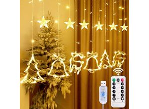 9010050238613 - Cyslmuk - Weihnachtsvorhang-Lichterkette Weihnachtslichterkette Rentier-Sternbaum drinnen und draußen 8 USB-Modi Weihnachtsdekoration