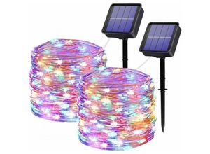 9010050239269 - Solar-Lichterkette für den Außenbereich [2er-Set] 2 × 22 m 200 LEDs Solar-Girlande 8 Modi wasserdicht Kupferdraht Dekoration Lichtgirlande