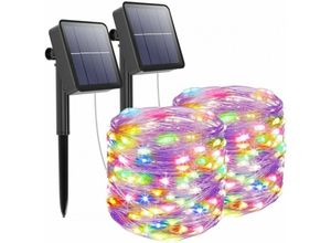 9010050239276 - Cyslmuk - 2er-Pack] Solar-Lichterkette für den Außenbereich 12 m 100 LEDs Solar-Lichterkette für den Außenbereich wasserdicht 8 Modi dekorative