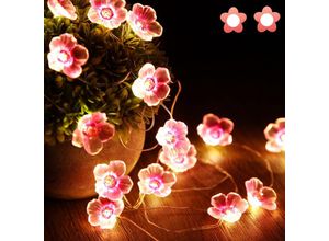 9010050239771 - Cyslmuk - Rosa Kirschbaum-Lichterkette mit 40 LEDs usb- und batteriebetrieben geeignet für Weihnachten Hochzeiten Valentinstag