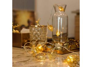 9010050239801 - Cyslmuk - LED-Herz-Lichtgirlande – 3 m usb – 20 warmweiße Herzen – Dekoration für Mädchenzimmer Hochzeit Schminktisch – Gold