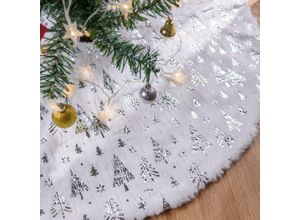 9010050240678 - Cyslmuk - Weihnachtsbaumrock 120 cm Weihnachtsbaumkissen Weihnachtsbaumabdeckung Weihnachtsbaumbasisabdeckung (Silber)