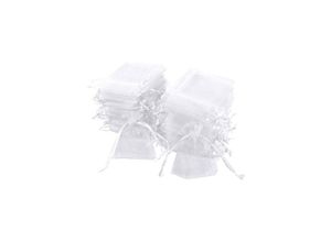 9010050240777 - Cyslmuk - Packung mit 100 weißen Organzabeuteln 7 x 9 cm Organza-Geschenkbeutel Schmuckbeutel Hochzeitsbeutel Lavendelbeutel Hochzeitsgeschenk