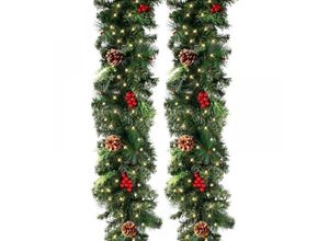 9010050260133 - Cyslmuk - 270 cm grün leuchtende künstliche Weihnachtsbaumgirlande mit 50 LEDs 230 Köpfe rote Früchte Tannenzapfen Weihnachtsbaumkranz zur