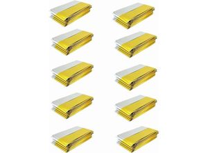 9010050265473 - 10er-Pack Rettungsdecken 210 cm x 160 cm extragroß Mylar Silber und Gold Survival-Kit thermische Erste Hilfe für Camping und Survivalismus