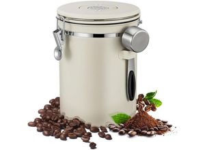 9010050267644 - Cyslmuk - Kaffeebehälter aus Edelstahl – luftdichter Kaffeebehälter zur Aufbewahrung von Kaffeebohnen 1200 ml Fassungsvermögen mit Messlöffel und