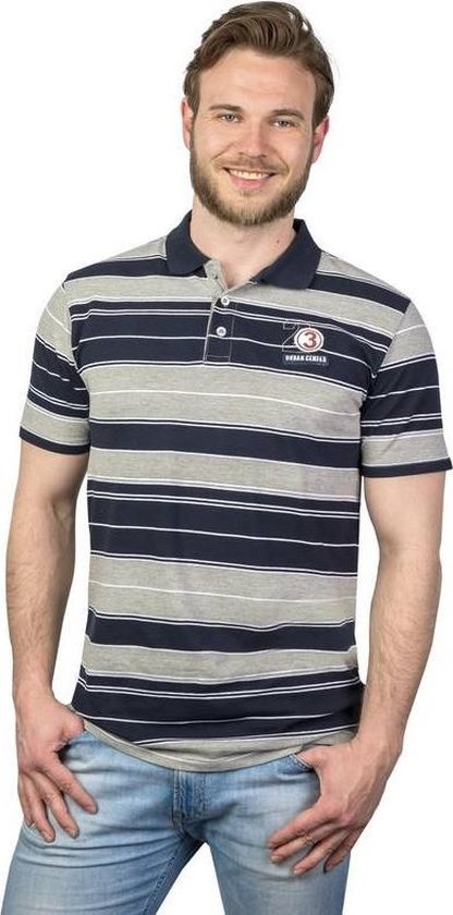 9010081612833 - Poloshirt mit Knopfleiste marineblau gestreift Größe L