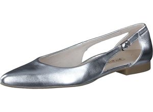 9010095854854 - paul green Ballerinas Leder Metallic-Optik für Damen silber 41