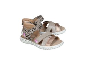 9010159499274 - - Leder-Klettsandalen SPARKLE in beige gold Gr25