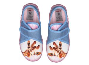 9010159511587 - - Klett-Hausschuhe GIRAFFE in hellblau pink Gr27