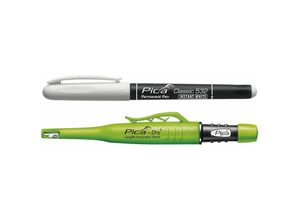 9010582003376 - Vasalat - Pica Permanent Marker weiß + Pica Dry Tieflochmarker Graphit 2 teilig