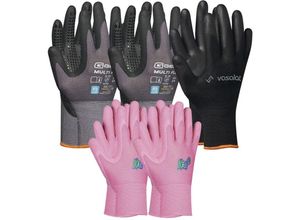 9010582015294 - Vasalat - Arbeitshandschuhe Kinder 5 - 8 Jahre - Kinder Gartenhandschuhe 2x Pink + 2x Multiflex Handschuhe mit Noppen + Montagehandschuhe Größe 7