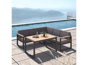 9010585172833 - Loungegarnitur-Set Velia Grau aus Aluminium Textil