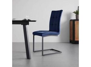 9010585181088 - Schwingstuhl-Set Mela Dunkelblau Samt Gepolstert