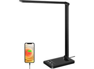 9012164632868 - Jusch - LED-Schreibtischlampe dimmbare Tischlampen 10 Helligkeitsstufen 5 Farbmodi Touch-Control-Augenschutz mit USB-Anschluss Timer-Funktion