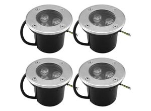 9012164633711 - Jusch - 4er-Pack 3 w IP65 LED-Einbaustrahler für den Außenbereich 270 Lumen rundes LED-Terrassen-Downlight Gartenbeleuchtung für den Außenbereich