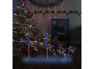 9014955579178 - Maison Chic - Weihnachtsdeko led Rentiere & SchlittenWeihnachtshirsch BeleuchtetWeihnachtsbeleuchtung für Außen und Innen Acryl 260x21x87 cm Bunt