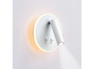 9017175233790 - LED-Wandleuchte Nachttisch-Leseleuchte LED-Wand-Leseleuchten verstellbarer Strahler (3 W + 6 W 3000 K warmes Licht) weiß (runde Form) NPTERBL