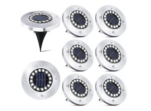 9017175233905 - Aougo - 16 LED-Solarleuchte für den Außenbereich – 8 Stück Solar-Spotlight für den Garten wasserdichte Straßenlaterne für Gehwege Wege Terrassen