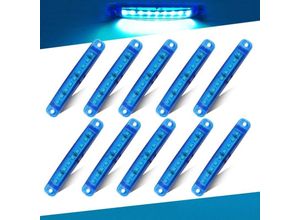 9017988958217 - Ahlsen - 10 Stück blaues Seitenlicht 12–24 v 99 cm (39 Zoll) 9 LEDs LED-Seitenmarkierungsleuchte LKW-Anhänger LKW-Rücklicht vorderes und