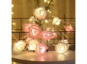 9019936819038 - Minkurow - Rose Lichterkette 3m 20 LEDs Batteriebetriebene Rosenblüte Warmweiße Rosenlichterkette Romantische Hausgartendekoration für Hochzeit