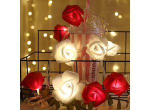 9019936819045 - Minkurow - Rose Lichterkette 3m 20 LEDs Batteriebetriebene Rose Blume Warmweiß Rosenlichterkette Romantische Hausgarten Dekoration für Hochzeit Party