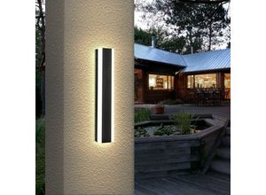 9019936943597 - Minkurow - 9 w led Außen- Innenwandleuchte Modern Schwarz Warmweiß 3000 k 30 cm Wasserdichte Außenwandleuchte für Garten Terrasse Garage (Warmweiß)