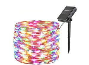 9020000040081 - Weihnachtsbeleuchtung 12 m 100 LEDs rgb 8 Modi wasserdicht IP45 Batterie Solarpanel mehrfarbig